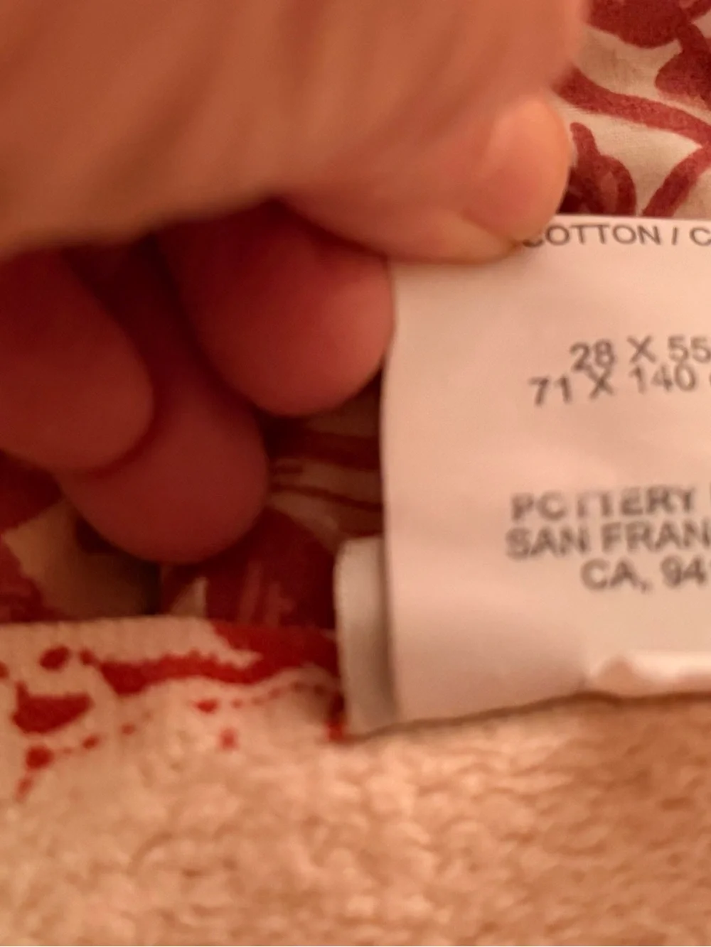 Pottery Barn Paris Toile Postcard Print Red/White Cotton Bath Towel 28x55